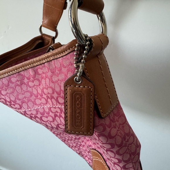 Coach Pink Signature Print Shoulder Bag - Picture 3 of 7